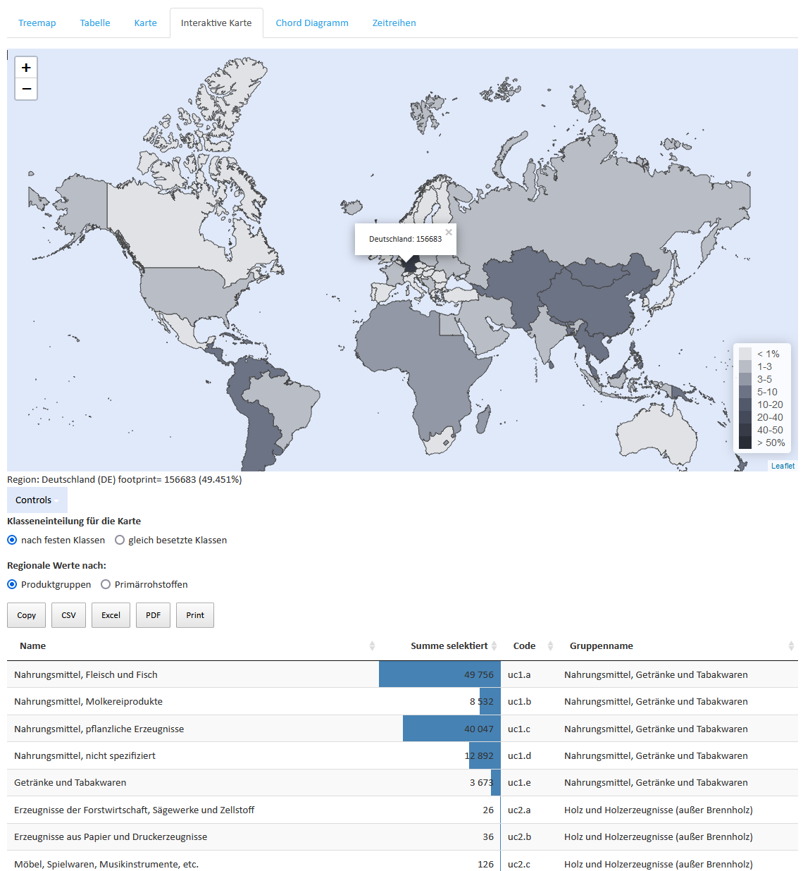 Visualisierung interaktive Karte